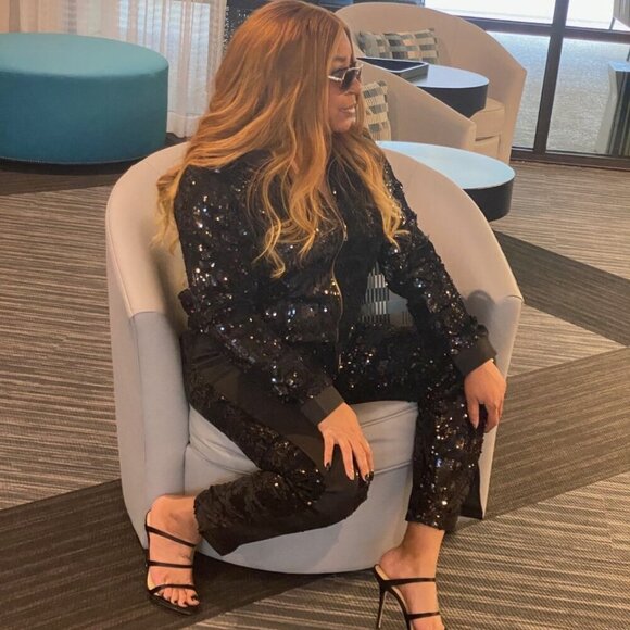 Ladies Black Sequin Dressy Track Suit Set -
(Small) - ONE REMAINING - Picture 5 of 6